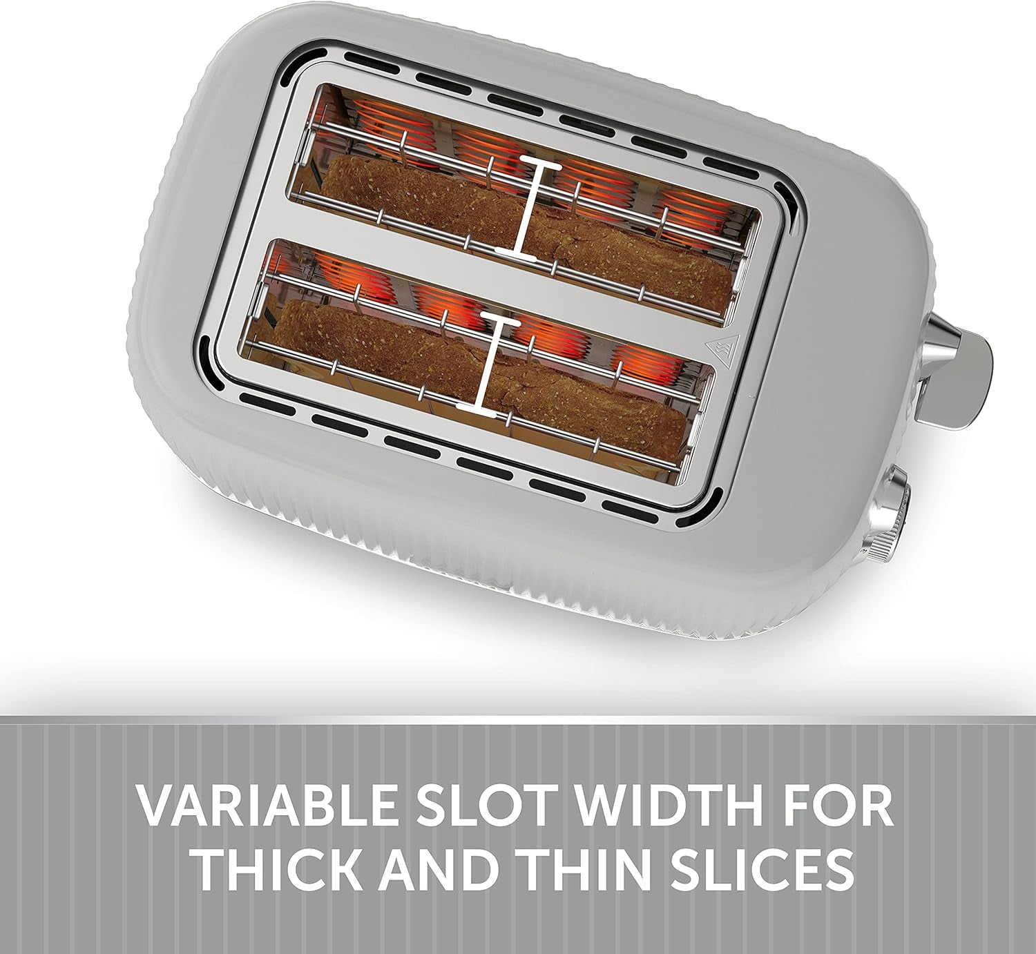 Bold Ice Grey 2-Slice Toaster with High-Lift & Wide Slots | Grey & Silver Chrome [VTR002]