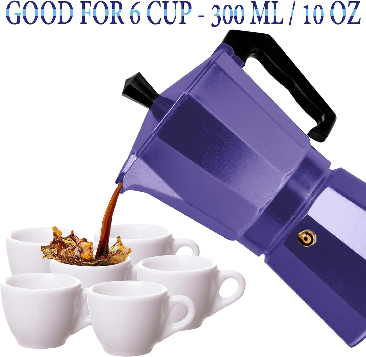 Innova Stovetop 6 Cup (300Ml-10Oz) Purple Espresso Coffee Percolator Maker
