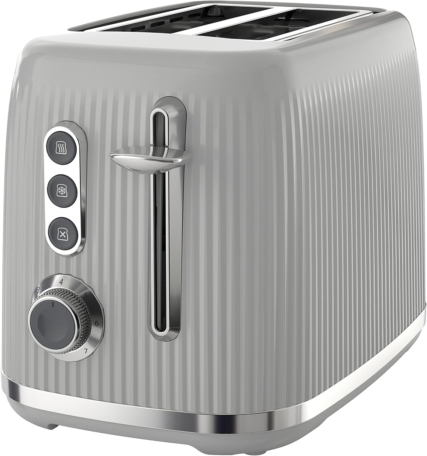Bold Ice Grey 2-Slice Toaster with High-Lift & Wide Slots | Grey & Silver Chrome [VTR002]